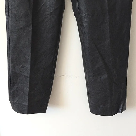J. Crew Womens 8 Kate Straight Leg Faux Leather Black Pants Preppy City Neutral - Picture 2 of 8
